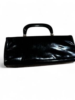Sleek Vintage Dover Black Patent Handled Clutch